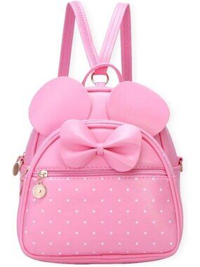 Women Girls L Pink Mini Backpack Cute Bowknot Convertible Shoulder Bag